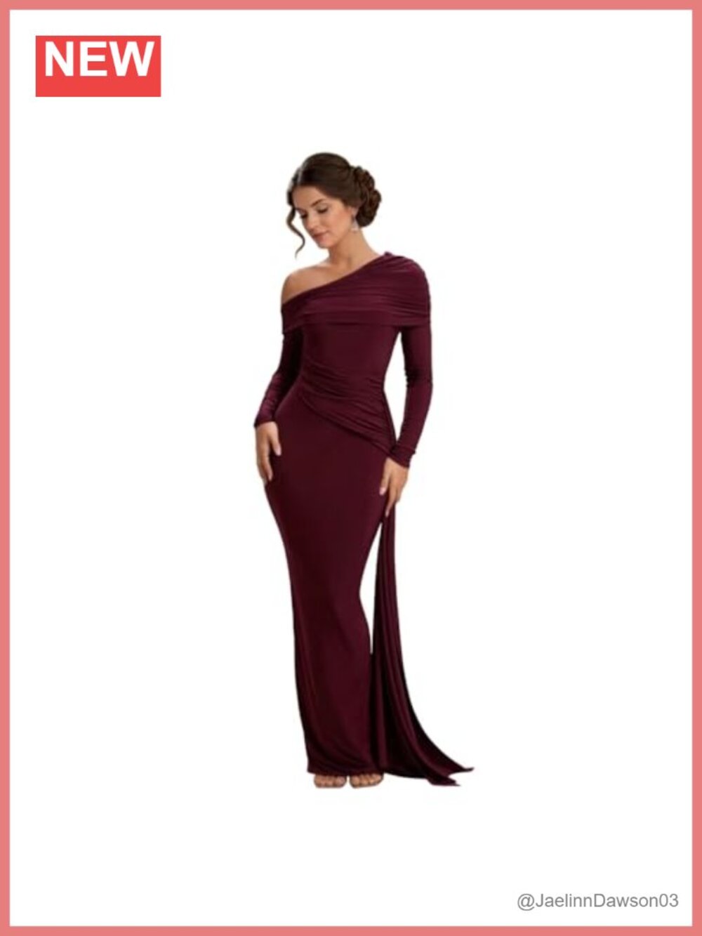 One Shoulder Satin Mermaid Prom Dress Long Sleeve Ruched Evening Gown with Cape
